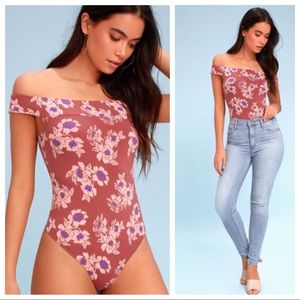 💋Free People Floral Bodysuit Size L